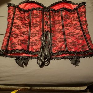 Red and black corset